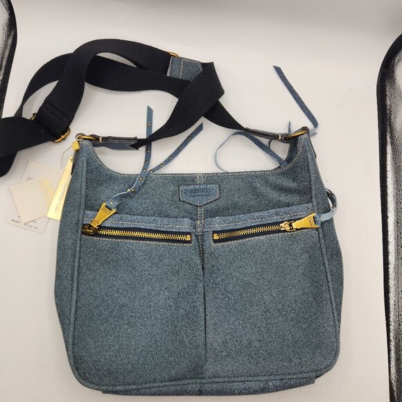 Aimee Kestenberg Fifth Avenue Denim Leather Convertible Shoulder Bag